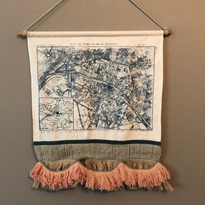 Urban Outfitters Map of Paris by Plum & Bow cloth wall hanging art